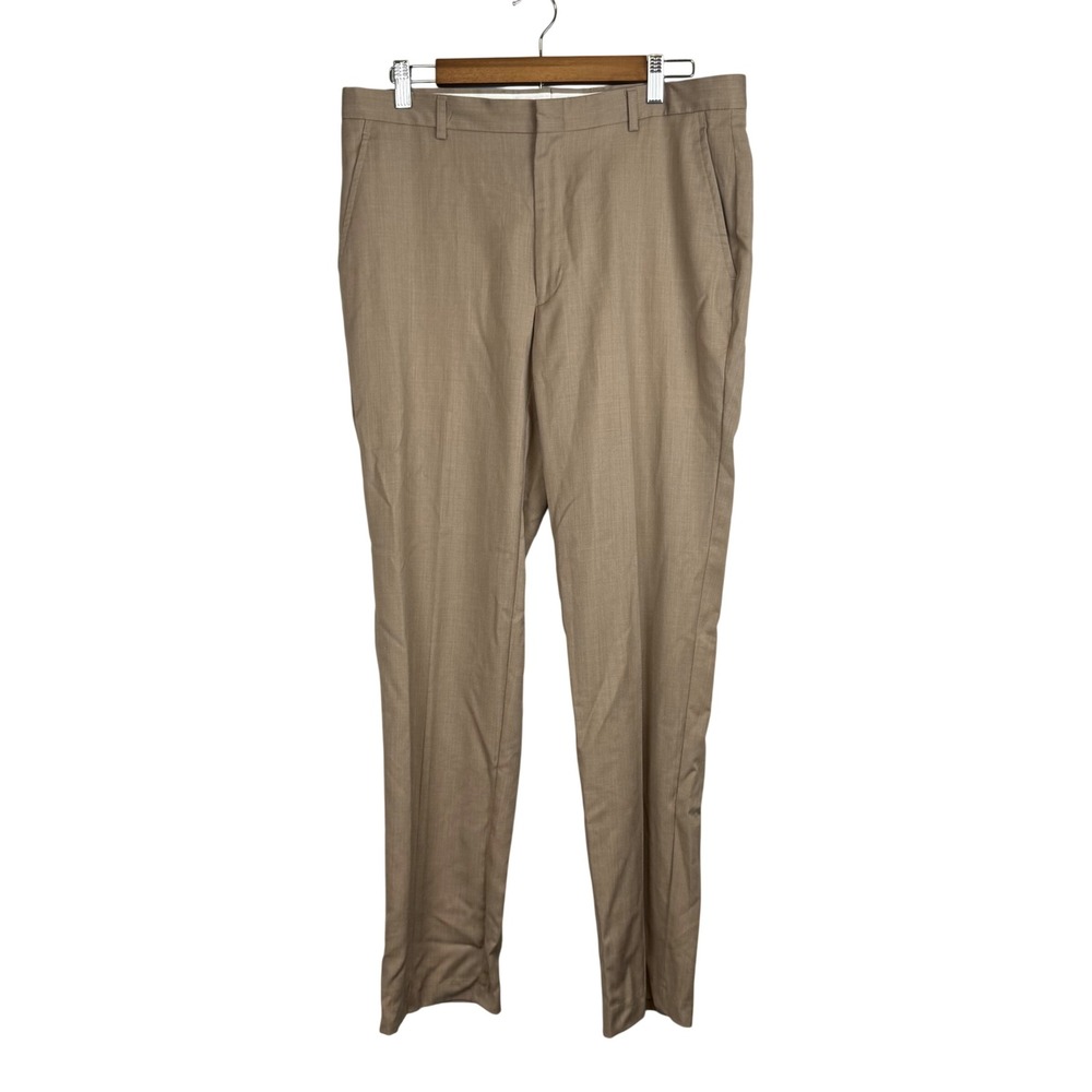 Jos. A. Bank Traveler Tailored Fit Tan Wool Dress Pants 34W x 32L RN31608 - Picture 2 of 8